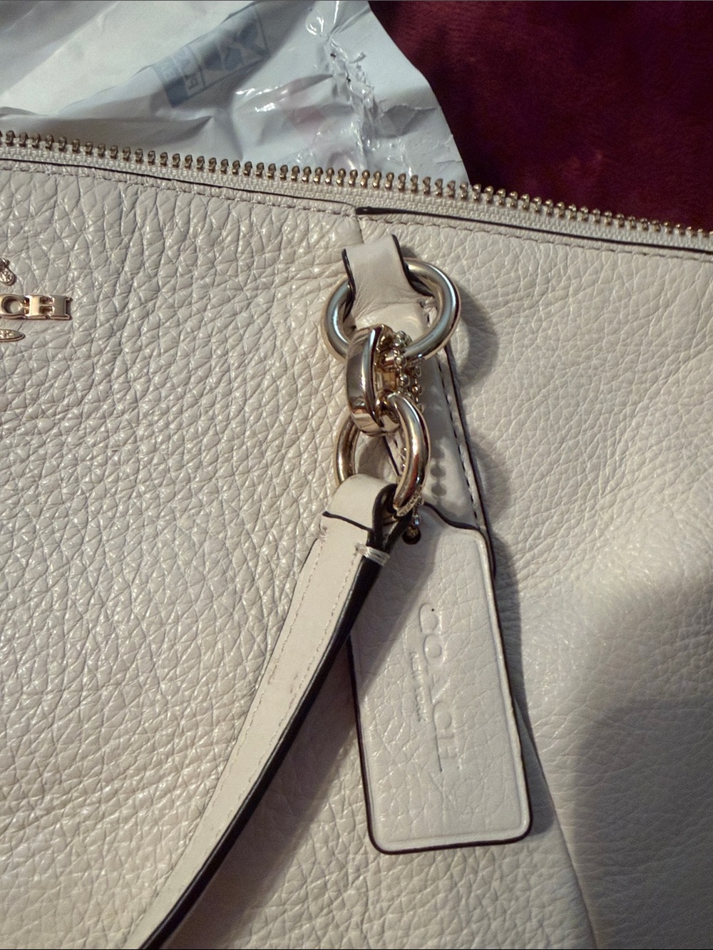 Coach Pebbled Leather Satchel Crossbody Ivory Cream Bag - Picture 12 of 12